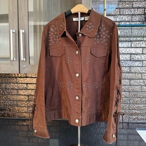 Selene Sport Brown Studded Jean Jacket